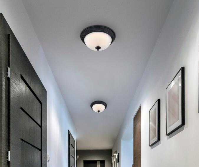 11-Inch 15-Watt LED Indoor Flush Mount Ceiling Fixture: Matte Black Finish, Frosted Shade