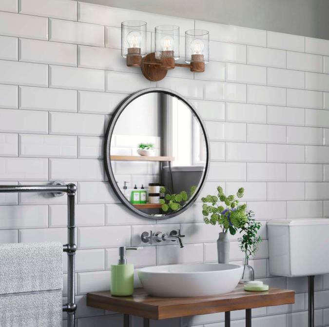 Sylvestre Three-Light Wall Fixture: Walnut Finish