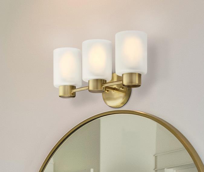 Sylvestre Three-Light Wall Fixture: Champagne Brass Finish