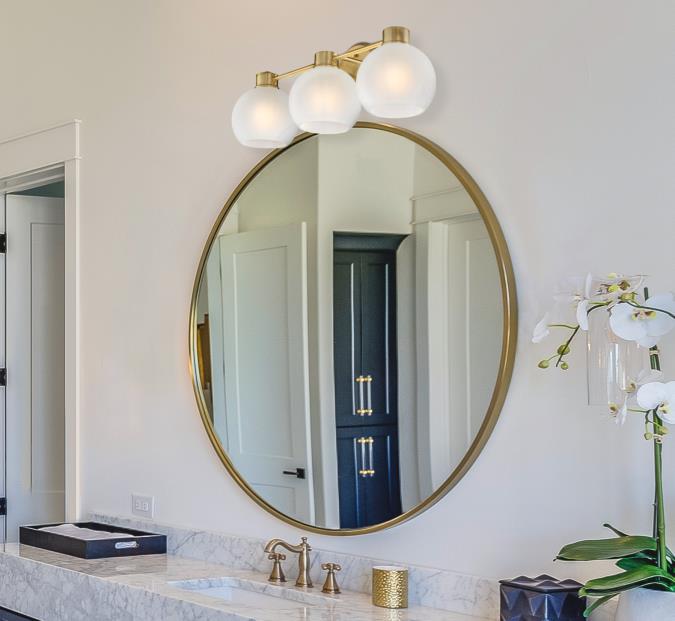 Dorney Three-Light Wall Fixture: Champagne Brass Finish