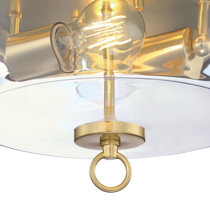 Lebanon 12-Inch, Two-Light Flush Mount Ceiling Fixture: Champagne Brass Finish with Clear Glass