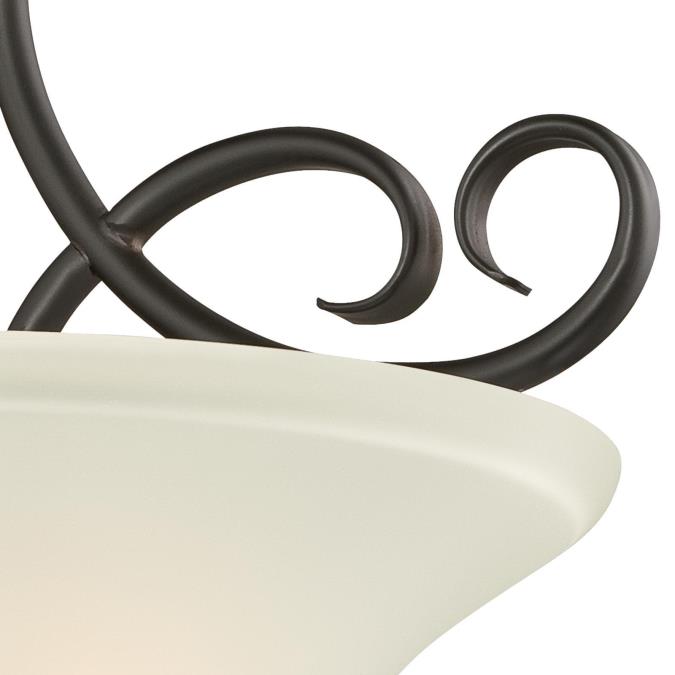 Dunmore 15-Inch, Two-Light Indoor Semi-Flush Mount Ceiling Fixture: Oil Rubbed Bronze Finish with Frosted Glass