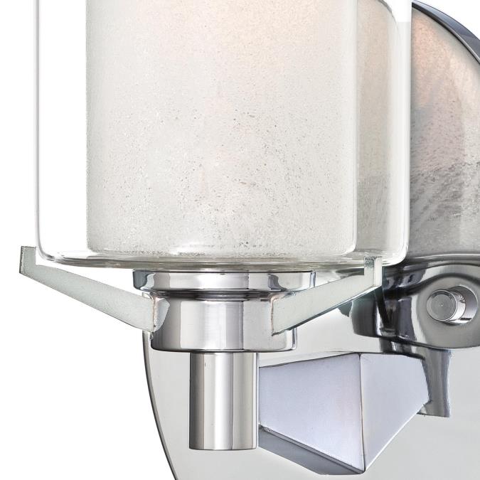Glenford One-Light Indoor Wall Fixture: Chrome Finish with Ice Glass Inner and Clear Glass Outer Shade