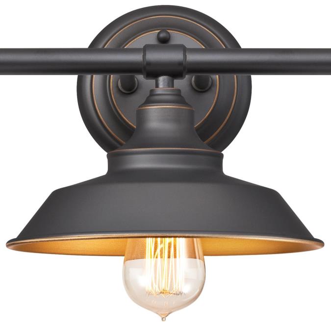 Iron Hill Three-Light Indoor Wall Fixture: Oil Rubbed Bronze Finish with Highlights and Metallic Bronze Interior