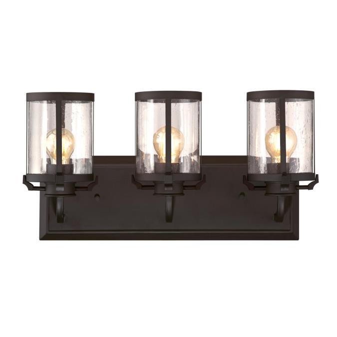Colville Three-Light Indoor Wall Fixture: Oil Rubbed Bronze Finish with Clear Seeded Glass