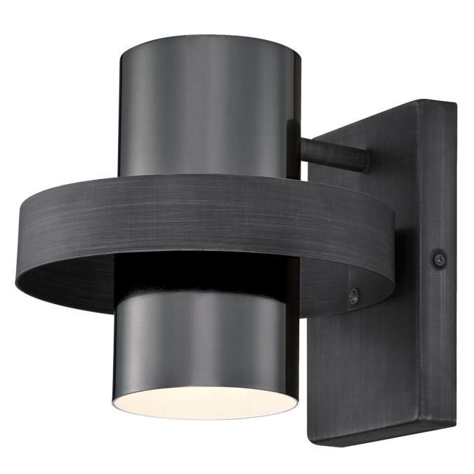 Exton One-Light Indoor Wall Fixture: Distressed Aluminum Finish with Gun Metal Shade