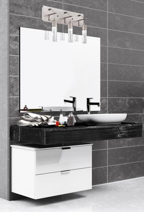 Cava Three-Light, 22-Watt LED Indoor Wall Fixture: Brushed Nickel Finish with Bubble Glass