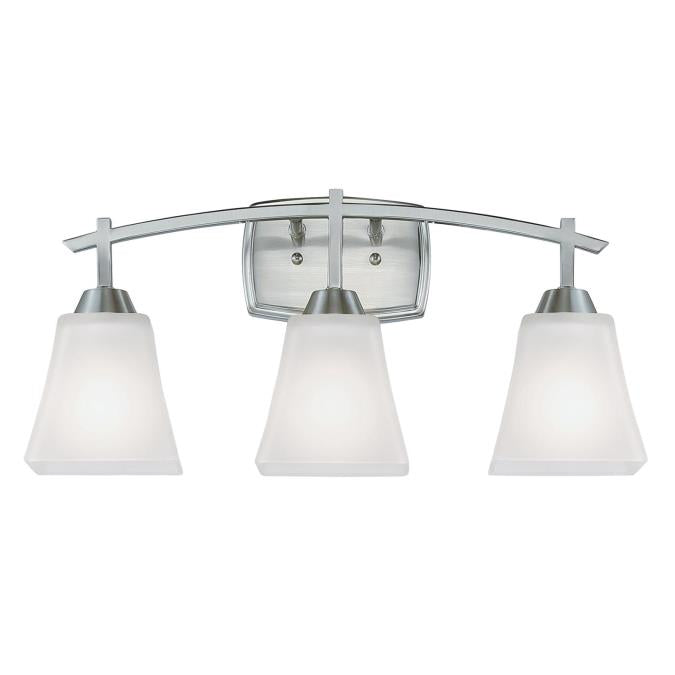 Midori Three-Light Indoor Wall Fixture: Brushed Nickel Finish with Frosted Glass