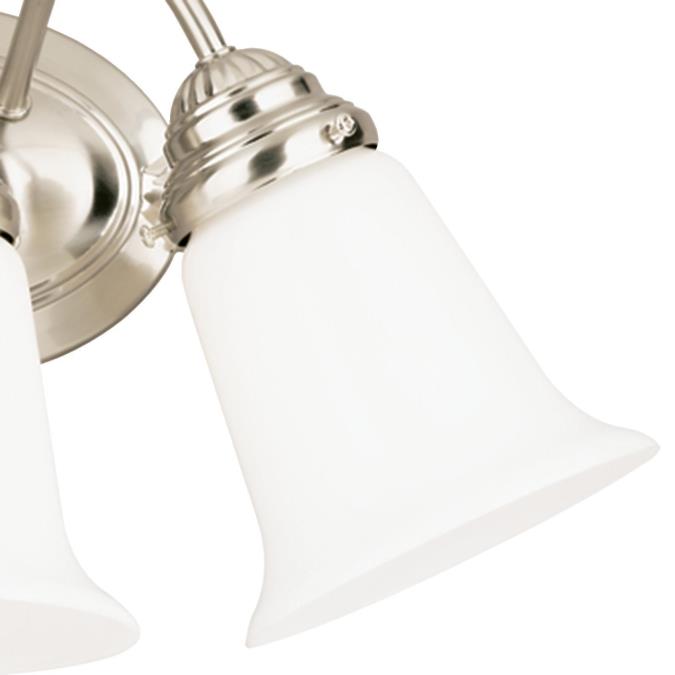 Three-Light Indoor Wall Fixture: Brushed Nickel Finish with White Opal Glass