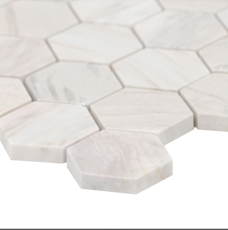 Angora Polished 2" Hexagon Mosaic Tile