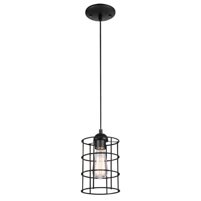 Indoor Mini Pendant: Oil Rubbed Bronze Finish with Cage Shade