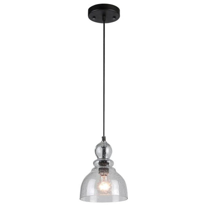Fiona Indoor Mini Pendant: Oil Rubbed Bronze Finish with Clear Seeded Glass