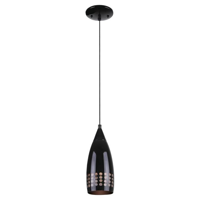 Percy Indoor Mini Pendant: Black Finish with Black Glass Shade