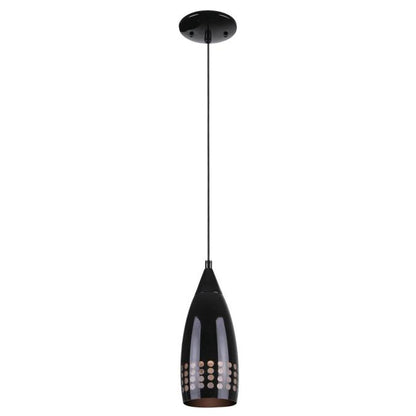 Percy Indoor Mini Pendant: Black Finish with Black Glass Shade