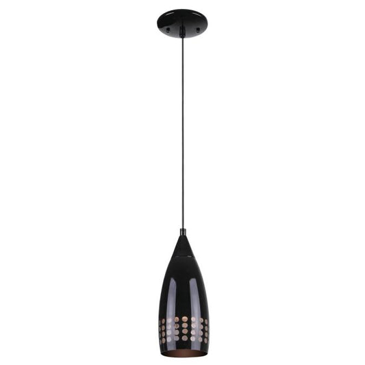 Percy Indoor Mini Pendant: Black Finish with Black Glass Shade