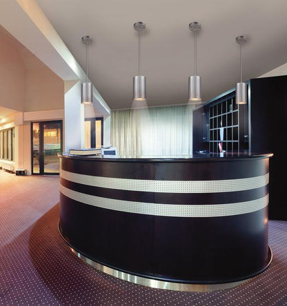 Phelps Indoor Mini Pendant: Brushed Nickel Finish with Perforated Metal Shade