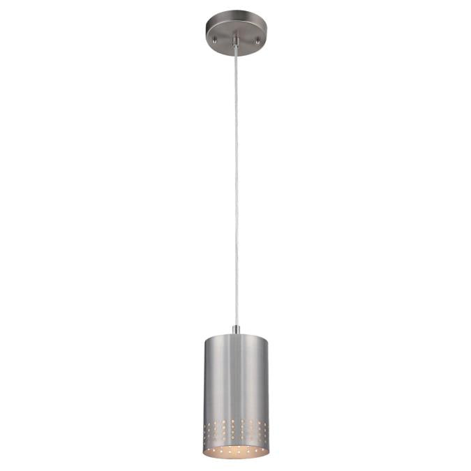 Phelps Indoor Mini Pendant: Brushed Nickel Finish with Perforated Metal Shade