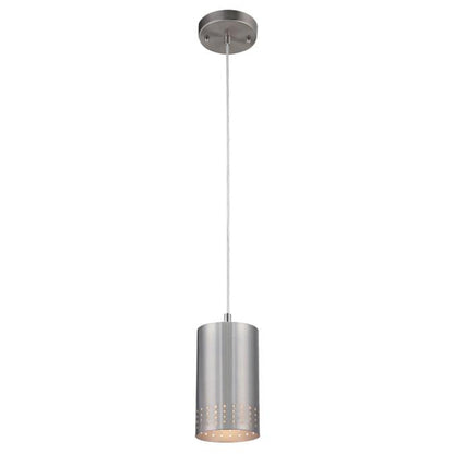 Phelps Indoor Mini Pendant: Brushed Nickel Finish with Perforated Metal Shade