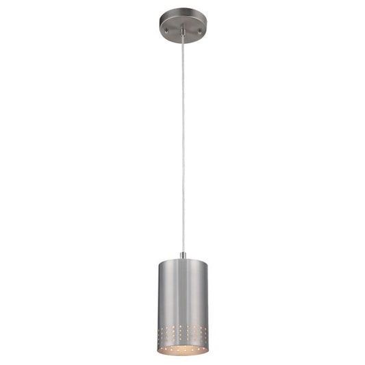 Phelps Indoor Mini Pendant: Brushed Nickel Finish with Perforated Metal Shade