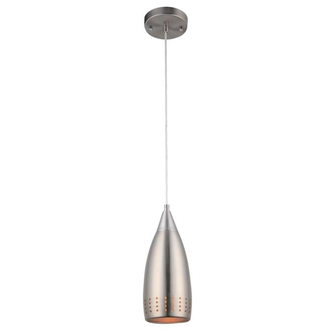 Percy Indoor Mini Pendant Brushed Nickel Finish with Perforated Metal Shade