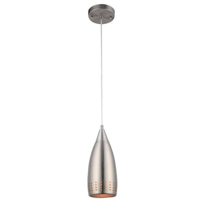 Percy Indoor Mini Pendant Brushed Nickel Finish with Perforated Metal Shade