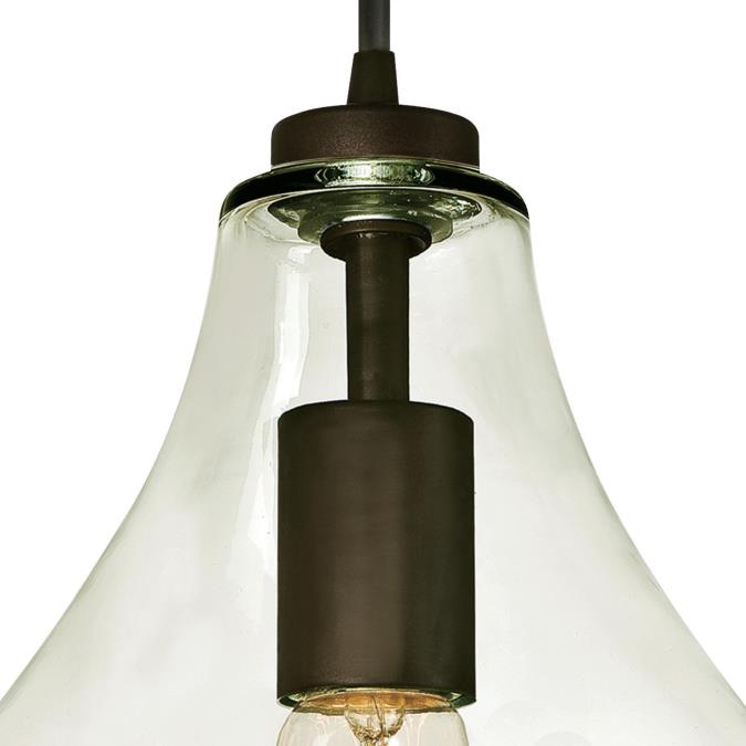 Wes Indoor Mini Pendant: Oil Rubbed Bronze Finish with Clear Glass