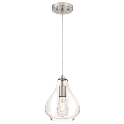 Indoor Mini Pendant: Brushed Nickel Finish with Clear Glass