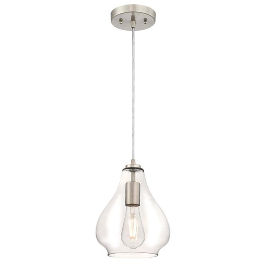 Indoor Mini Pendant: Brushed Nickel Finish with Clear Glass