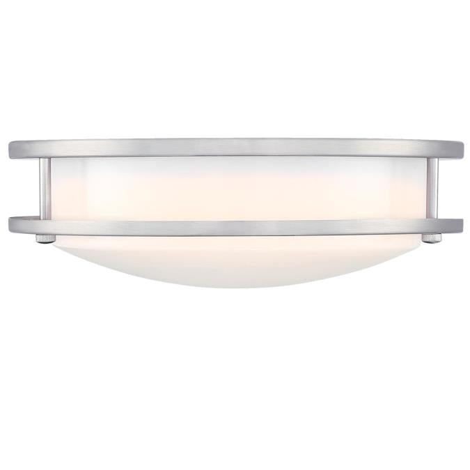 Lauderdale 11 Inch, 19 Watt LED Indoor Flush Mount Ceiling Fixture: Brushed Nickel Finish with White Frosted Shade