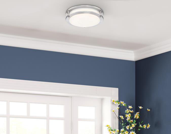 Lauderdale 11 Inch, 19 Watt LED Indoor Flush Mount Ceiling Fixture: Brushed Nickel Finish with White Frosted Shade