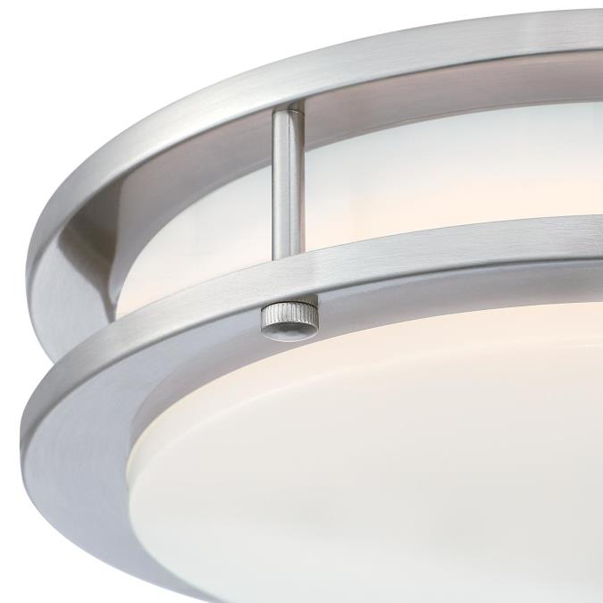 Lauderdale 11 Inch, 19 Watt LED Indoor Flush Mount Ceiling Fixture: Brushed Nickel Finish with White Frosted Shade