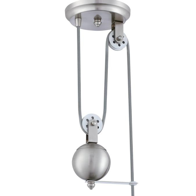 Iron Hill Indoor Pulley Pendant: Brushed Nickel Finish