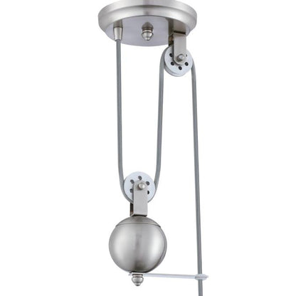 Iron Hill Indoor Pulley Pendant: Brushed Nickel Finish