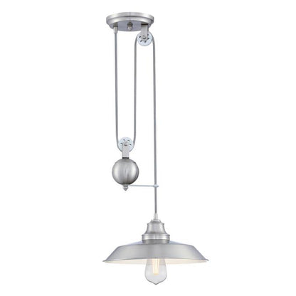 Iron Hill Indoor Pulley Pendant: Brushed Nickel Finish