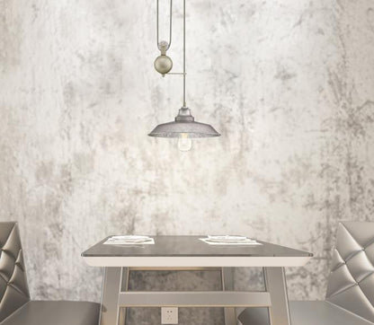 Iron Hill Indoor Pulley Pendant: Galvanized Steel Finish