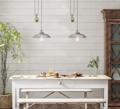 Iron Hill Indoor Pulley Pendant: Galvanized Steel Finish