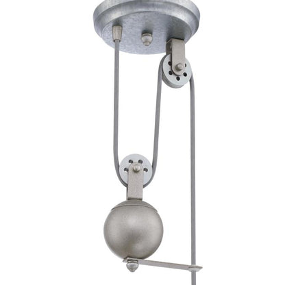 Iron Hill Indoor Pulley Pendant: Galvanized Steel Finish