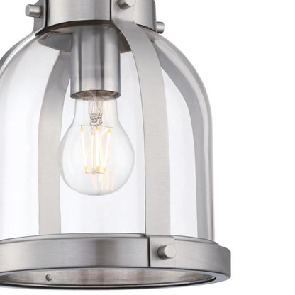 Cindy One-Light Indoor Mini Pendant: Brushed Nickel Finish with Clear Glass