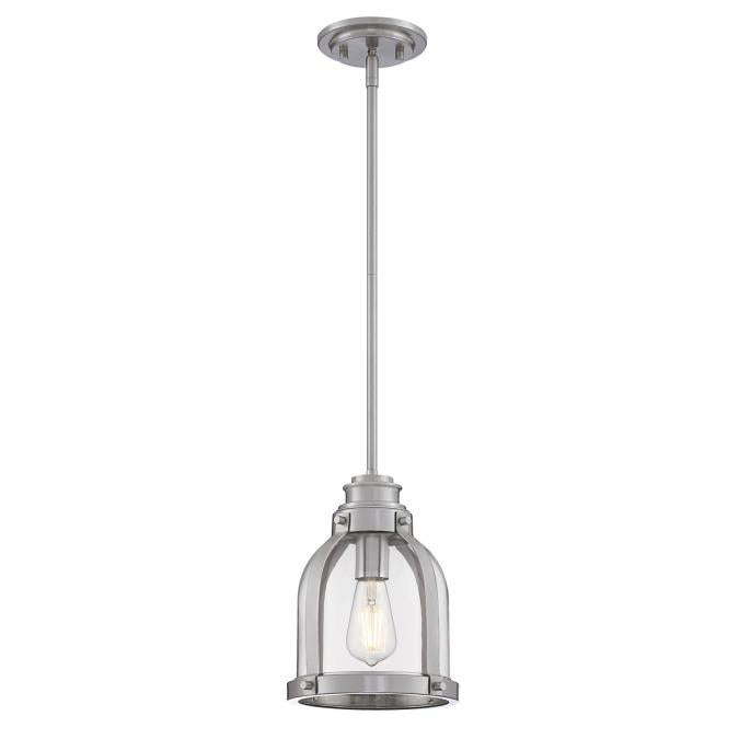 Cindy One-Light Indoor Mini Pendant: Brushed Nickel Finish with Clear Glass
