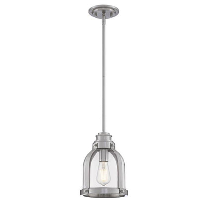Cindy One-Light Indoor Mini Pendant: Brushed Nickel Finish with Clear Glass