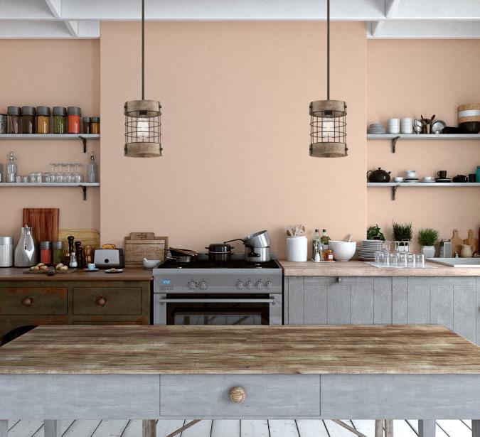 Langston Indoor Pendant: Oil-Rubbed Bronze Finish with Vintage Pine Accents and Cage Shade