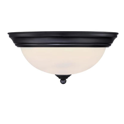 11-Inch 15-Watt LED Indoor Flush Mount Ceiling Fixture: Matte Black Finish, Frosted Shade