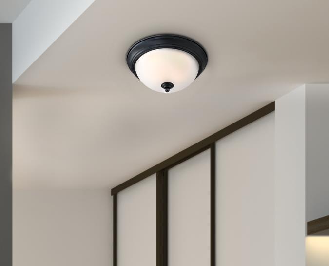 11-Inch 15-Watt LED Indoor Flush Mount Ceiling Fixture: Matte Black Finish, Frosted Shade