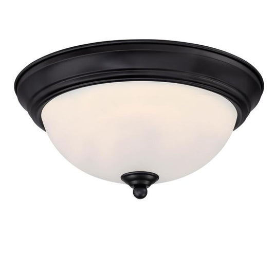 11-Inch 15-Watt LED Indoor Flush Mount Ceiling Fixture: Matte Black Finish, Frosted Shade