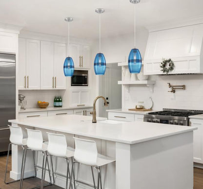 Soren One-Light Indoor Mini Pendant: Brushed Nickel Finish with Sapphire Glass