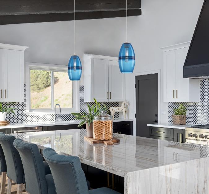 Soren One-Light Indoor Mini Pendant: Brushed Nickel Finish with Sapphire Glass