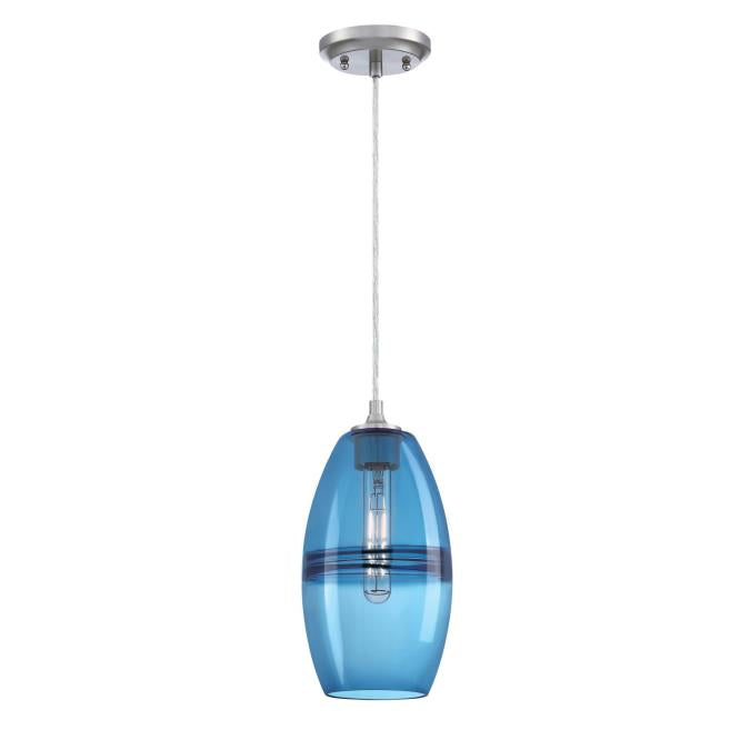 Soren One-Light Indoor Mini Pendant: Brushed Nickel Finish with Sapphire Glass
