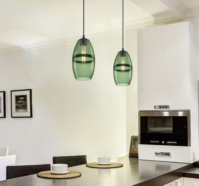 Soren One-Light Indoor Mini Pendant: Matte Black Finish with Forest Glass