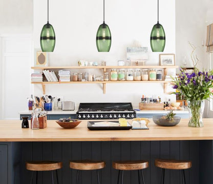 Soren One-Light Indoor Mini Pendant: Matte Black Finish with Forest Glass