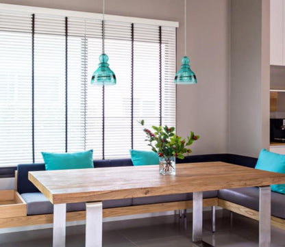 Fiona One-Light Indoor Mini Pendant: Brushed Nickel Finish with Turquoise Glass